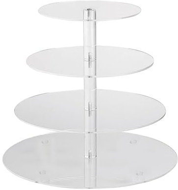HEKOBAG Acrylic Cupcake Stand, Clear Dessert Pastry Tower Round Food Display Stands Premium Cupcake Holder Acrylic Cupcake Tower for Wedding, Birthday, Theme Party, Baby Shower (4 Tier)