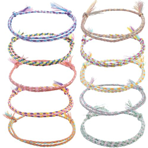 ZOPJUMA 10 Stück Surfer Fußband Damen, Fußkettchen Stoff, Freundschaftsarmband Geflochten, Boho Fußkettchen, Damen Mädchen Verstellbares Boho Fußketten Set, für Valentinstag, Geburtstag, Weihnachten