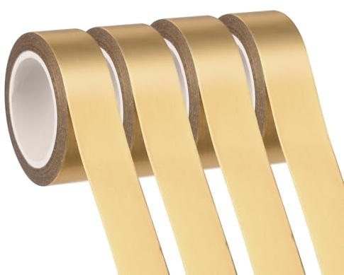 PATIKIL Washi Tape Folie Klistermärke, 4 Rullar Självhäftande Tape för Journaling, Scrapbooking och Presentförpackning, Ljusguld 3/5 tum x 32 fot