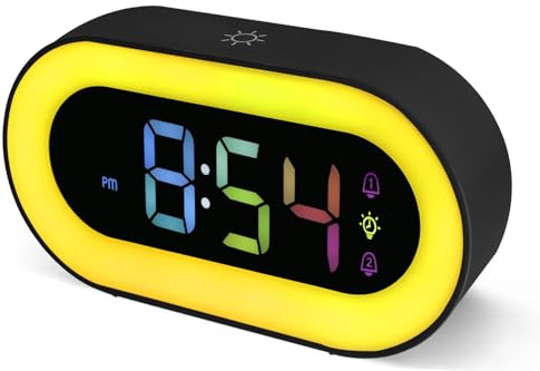 Seutgjie Wecker Digital Kinder mit Nachtlicht 18 Klingeltöne Schwarz | Kinder Wecker für Mädchen Jungen Jugendliche Dual Alarms Snooze Modi 12/24 Stunden 5-Lautstärkeanpassungen