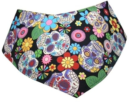 Hundehalstuch mit Klettverschluss skulls & flowers 50-55 cm Halsumfang,