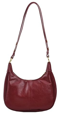 HiTotes Mezzaluna Borsa a tracolla per le donne Mezzaluna Borsa a tracolla Borgogna Borsa autunnale in pelle Hobo Borsa rossa Borsa a mezza luna Borsa per gnocchi
