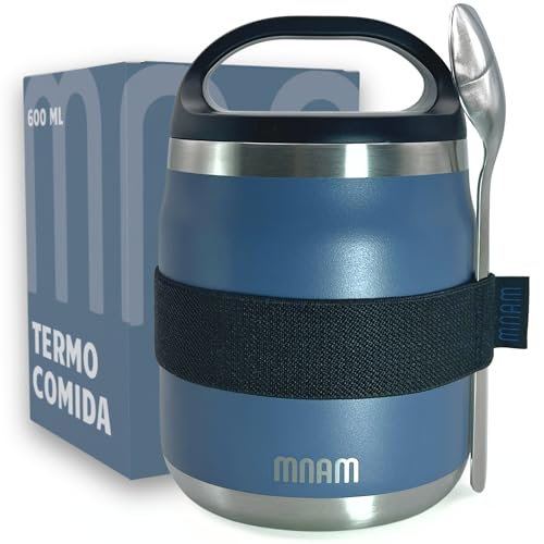 mnam Termos Pasta 600 ml LUNXGO - Contenitore Termico per Alimenti Caldi - Porta Pranzo Termico - Lunch Box - Porta Vivande Cibo Caldo (Blu Oceano)