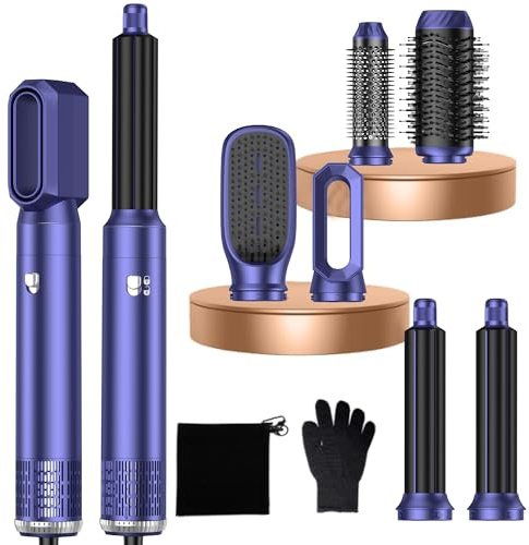 MogaWave Airbrush Hair Styler 6 in 1 Multi Styler, Magic Styler Air Styler, Blow Dry Hair Brush, Air Curler, Hair Dry Brush, Airstyler for Drying, Curling, All Hair Type/Length