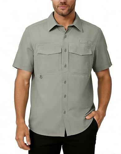 33,000ft Men's Short Sleeve Shirt UV Protection Summer Shirt Quick Dry Hiking Shirts for Casual Safari Walking Golf