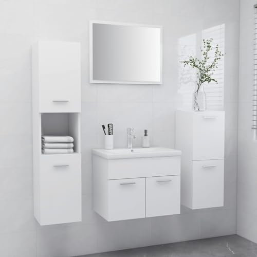 Lauuoeriau Möbelartikel Home Badmöbel-Set Weiß Holz-Möbel