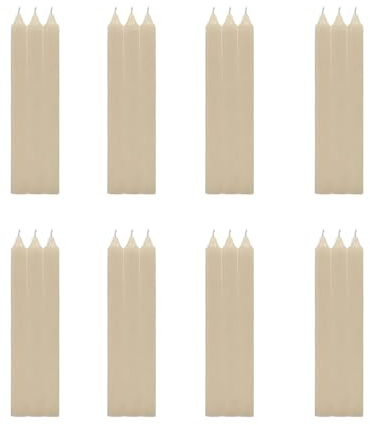 24 Pezzi Candele Lunghe Non Profumato Durata 11h Misura 22cm lunghezza*2cm diametro (AVORIO)