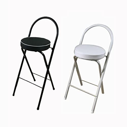 Set di 2 sgabelli da bar pieghevoli con poggiapiedi, comodi sgabelli rotondi con imbottitura in pelle, per soggiorno, cucina, bar, colore C, altezza 60 cm