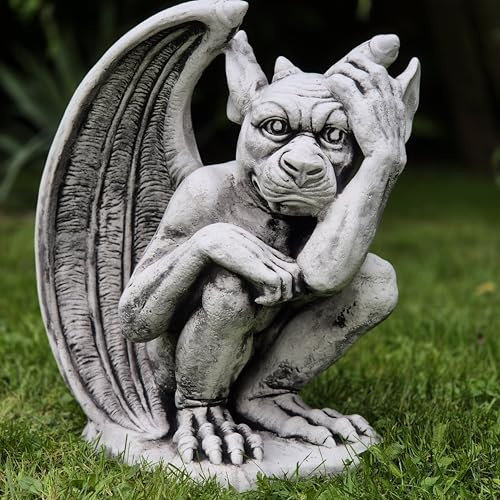 FABRIQ Gargoyle Figur 43 cm | Wächter Gartenfigur | STEINGUSS | 23 kg Schwer | Gothic Deko | Wetterfest Außenfigur