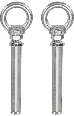PATIKIL Perno De Ojo De Hormigón M8x100mm, 2 Pcs 304 Acero Inoxidable Pernos De Elevación De Expansión Anclaje De Anillo Para Pared De Hormigón Ladrillo Mampostería, Plateado
