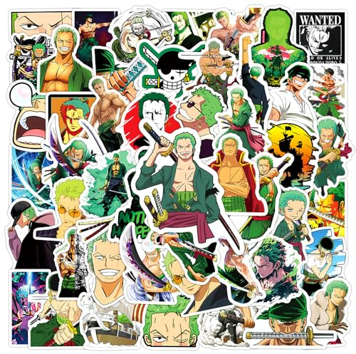 Collezione di Roronoa Zoro Adesivi 50 pezzi per valigia Skateboard Laptop Computer Bottiglie d'acqua Auto Adolescenti Ragazzi Ragazze Decal Adesivo impermeabile
