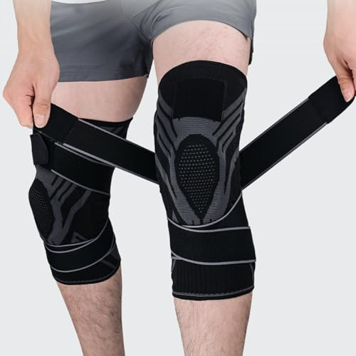 Drakon Rodillera Menisco y Ligamento. Rodillera de Compresión para Gym y Futbol con Estabilizadores Laterales y Bandas Ajustables. Rodillera Rotuliana para Hombre y Mujer. (Negro, X-Large)