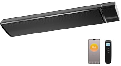 Infrarot Heizstrahler, Infrarotstrahler 1500 Watt, Infrarotheizung mit Thermostat, Elektroheizung mit WiFi App Steuerung Fernbedienung, Infrarotheizstrahler Wand- & Deckenmontage, Terrasse & Garten