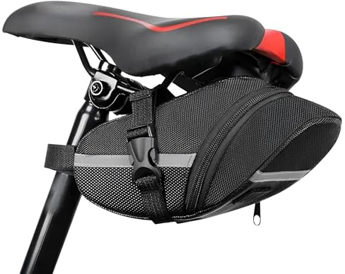 UOSIWYA Fahrrad Fatteltasche, Satteltaschen für Fahrrad Oxford Stoff Fahrradtasche wasserdichte Sattel Rennrad Zubehör Satteltasche Werkzeugtasche für Gravelbike Rennräder (Schwarz)