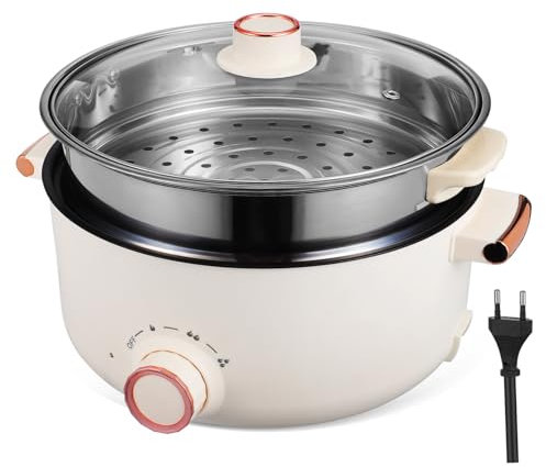 Hoement Pentola Elettrica Multifunzionale Antiaderente per Zuppa Controllo Temperatura Preciso Riscaldamento Veloce per Ufficio Persone