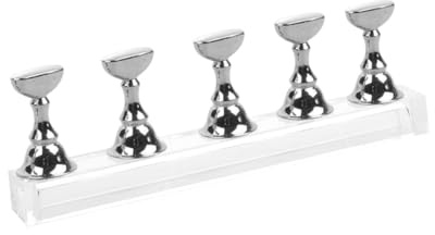 VALICLUD 2 Sets Nail Tips Practice Display Stands Magnetic Acrylic Bar Silver Fake Nail Display Stand for Accessories and Salon Practice