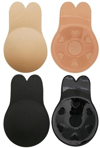 ZAIQUN 2 Pack Invisible Strapless Backless Rabbit Bra Reusable Lifting Bra Cups Backless Nipple Cover Adhesive Silicone