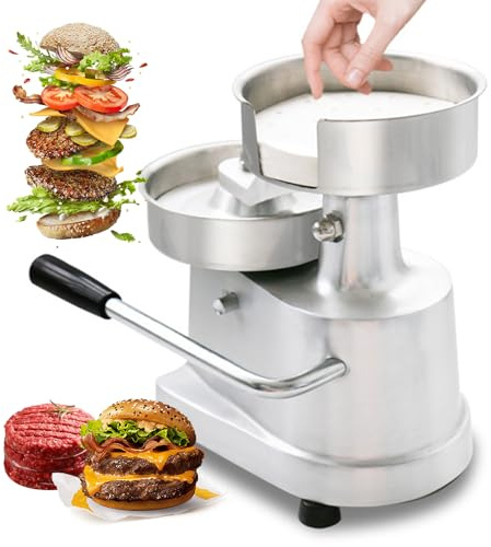 Pressa manuale per hamburger, antiaderente, in acciaio inox pesante, per hamburger fatti in casa, torte di granchio, polpette di salsiccia