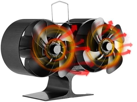 wood stove fan, Stove Fan,8 Blades Log Burner Heat Powered Fire Fans For Wood Burning,Small Double Silent Operation,for Wood Buming Stove