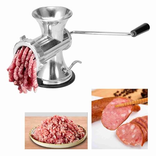 SustVita Picadora de carne manual con manivela para embutir salchichas y base de succión resistente para uso en cocina, una máquina picadora de carne para carne de res y cerdo