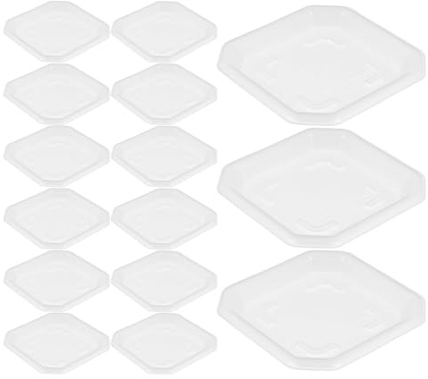 SEWACC 50 Sottovasi Quadrati in Plastica Neri per Piante Vassoi Raccogli-Acqua Fondo Scanalato Rinforzato Adatti a Piccoli Vasi Quadrati per Uso da Giardino
