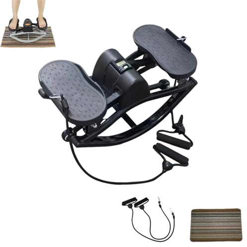 Stepper da roccia compatto portatile da un lato all'altro, mini stepper a dondolo laterale, con display digitale, coperta protettiva, per gambe di glutei addominali palestra casa ufficio black