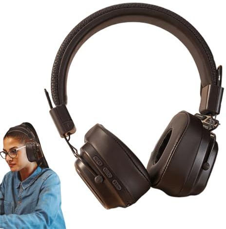 Wisylizv Écouteurs sans fil - Design esthétique rétro - Écouteurs supra-auraux de voyage | Écouteurs 5.3 de basses intenses avec commande vocale et microphone intégré pour appels - Sopo