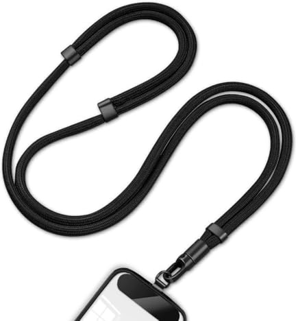 Cuerda Ajustable para Móvil, Cordón de Seguridad Negro Compatible, Cable Telefónico Universal para un Transporte Seguro – Ideal para Actividades al Aire Libre, Deportes y la Vida Cotidiana