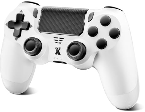 Jeifhxu Wireless Controller for PS-4, Upgraded Controller Wireless for PS-4/Slim/PC, Bluetooth Gamepad Joystick with Dual Vibration/Touch Panel/ 3.5mm Audio Jack/Six-Axis/Ergonomic (White)