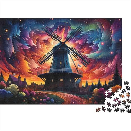 Puzzle Classique de 1000 pièces représentant Un Moulin à Vent Fantastique. Papier cartonné de qualité supérieure. Idéal comme Cadeau de Pendaison de crémaillère pour Adultes. Dimensions : 52 x 38 cm.