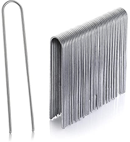 GardenMate 400x Picchetti per Fissaggio a Terra di Filo d’Acciaio Zincato, Lunghezza 200 mm, Larghezza 25 mm, Ø 3,8mm, Testa Arrotondata, per Terreni Molto Duri