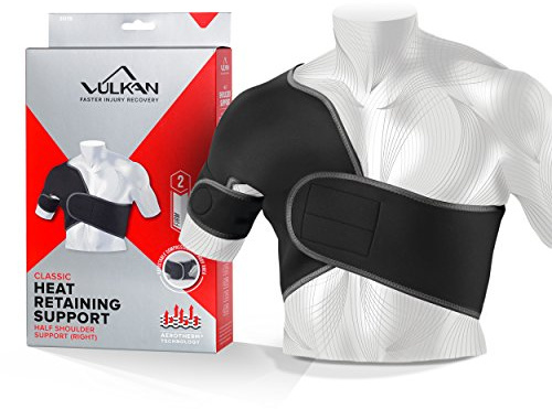 VULKAN - Soporte clásico de medio hombro derecho, XL, soporte de hombro para lesiones del manguito rotador, soporte de articulación AC y dislocaciones, correa de hombro para hombres y mujeres, soporte