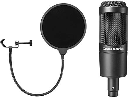 Audio-Technica AT2035 Kondensatormikrofon Set (mit Nierencharakteristik, inkl. McGrey Popkiller) Schwarz