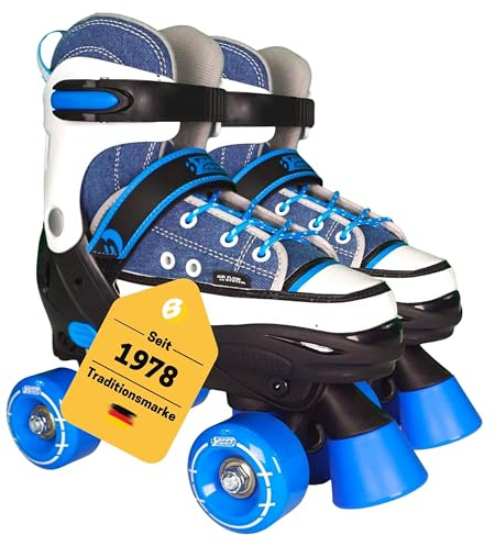 Best Sporting rullskridskor barn I rullskridskor storlek justerbar 36–39 I robust inlines för ungdomar med broms I jeans – blå – vit I rullskridskor barn I Inlines med 4 hjul