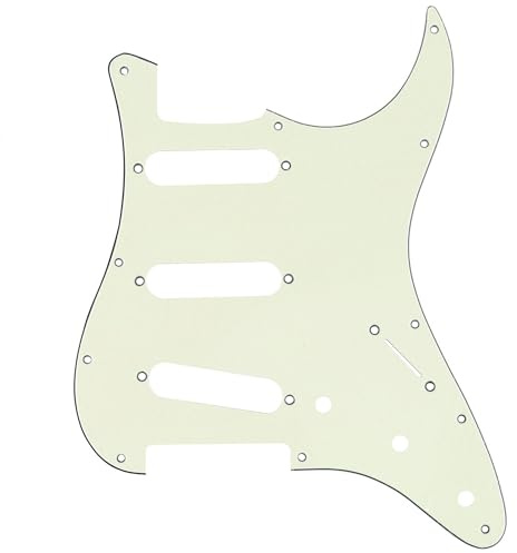 Musiclily Pro 11 Löcher 72 or 64 Strat SSS Strat Pickguard Gitarren Schlagbrett für MIJ Japan Stratocaster,3 lagig Ivory Mint