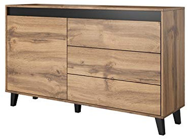 Furniture24 Kommode Sideboard Nord Skandinavish Möbel mit 3 Schubladen, 1 Tür.
