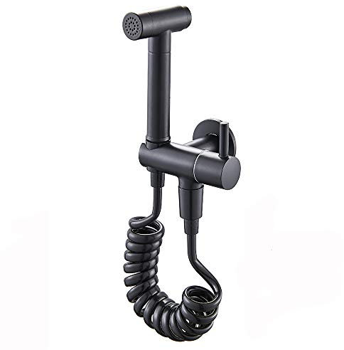 Modern Schwarz Bidet Handbrause mit Kaltes Wasser Messing Bidet Sprayer Set Wandhalterung Bad Bidet WC-Sprühpistole für Persönliche Hygiene, Bodenreinigung