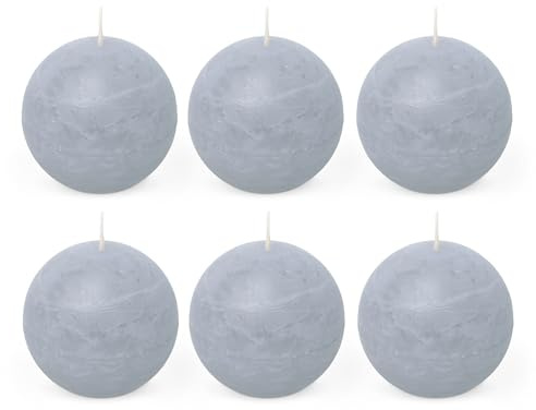 Spaas 6x Vela esférica rústica 80 mm 24 h, azul claro