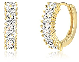 ALEXCRAFT Chunky Hoop Örhängen Guld 14K Örhängen Guld Guld Örhängen Dam Allergivänliga Cubic Zirconia Hoop Örhängen 16mm