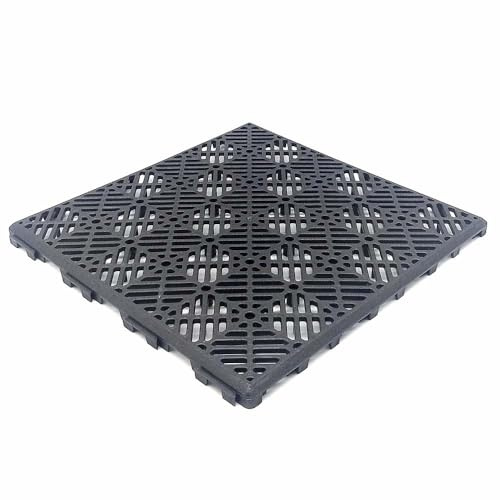 100 Losetas Antihumedad Antracita ≈9m² Piscinas Terrazas Camping Baño | Suelo drenante higiénico en duchas, patios, jardines, caravanas. Montaje sin herramientas DIY. Hechas en España. 30x30x1,5cm.