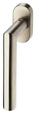 Poignée de fenêtre WILMA Inox brossé Poignée de fenêtre en L sur rosace ovale Poignée oscillo-battante à grille sans cylindre de serrure - Ferrure de fenêtre avec grille de Sotech