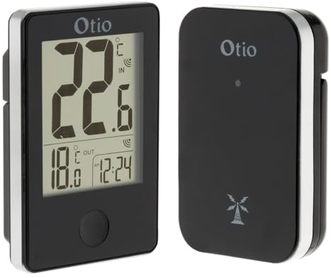 Thermomètre intérieur/extérieur avec capteur sans fil - noir - Otio