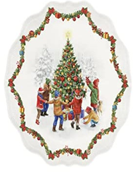 Easy Life Tortenplatte, Ø 32 cm, mit Schaufel aus Porzellan, Christmas Round Dance
