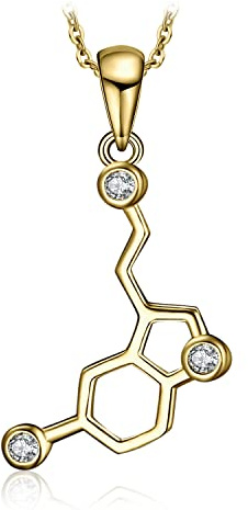 JewelryPalace Kette Liebe Serotonin Molekül, Kette Silber Zirkonia, Halskette Damen Silber 925 Collier 45CM, Schmuck Set für Frauen, Schmuck Mädchen Rosegold Gold 45CM