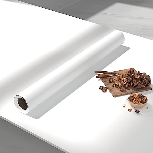 VIOPVERY Papier peint autocollant en vinyle pour plan de travail de cuisine, meubles de chambre à coucher - 40 x 1000 cm - Blanc uni