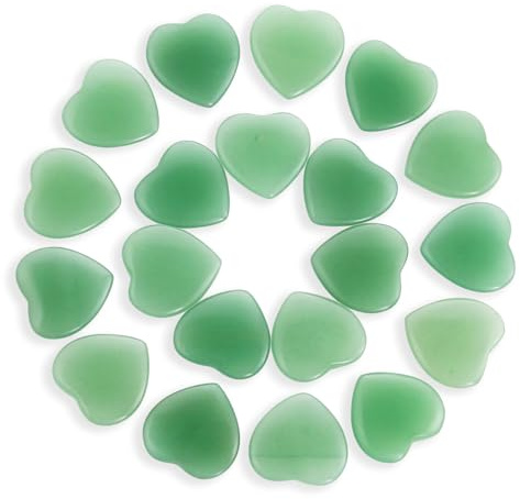 Namzi 20 confezioni di cristalli di avventurina verde naturale lucidati e burattati,pietre a forma di cuore,cristalli e pietre curative,quarzo sfuso per Wicca,Reiki,energia curativa,pietre dei chakra