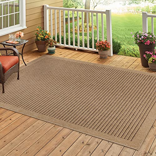 HomebyHome In & Outdoor Läufer Teppich 80x250 cm Schmaler Wetterfester Teppich in Natur Jute-Optik Ideal als Küchenläufer, Flurteppich oder Balkonteppich