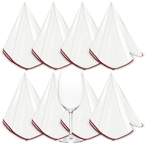 Nuenen 8 Panni in Microfibra per Lucidare Bicchieri di Vetri Stracci per Lucidatura Grandi 50 x 65 cm Strofinacci Riutilizzabili per Pulizia Superficie Lucida Occhiali Finestre, Vino Rosso, Bianco