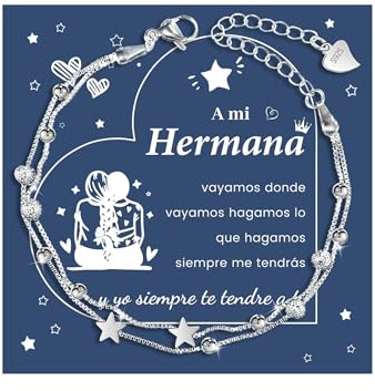 CheersLife Regalo para mi Hermana Pulsera Hermanas Regalo para Hermana Pulsera Plata Mujer Regalos Cumpleaños Mujer