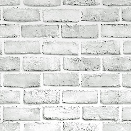 Ohmywor Brick Wallpaper Self Adhesive White 44.5x600CM